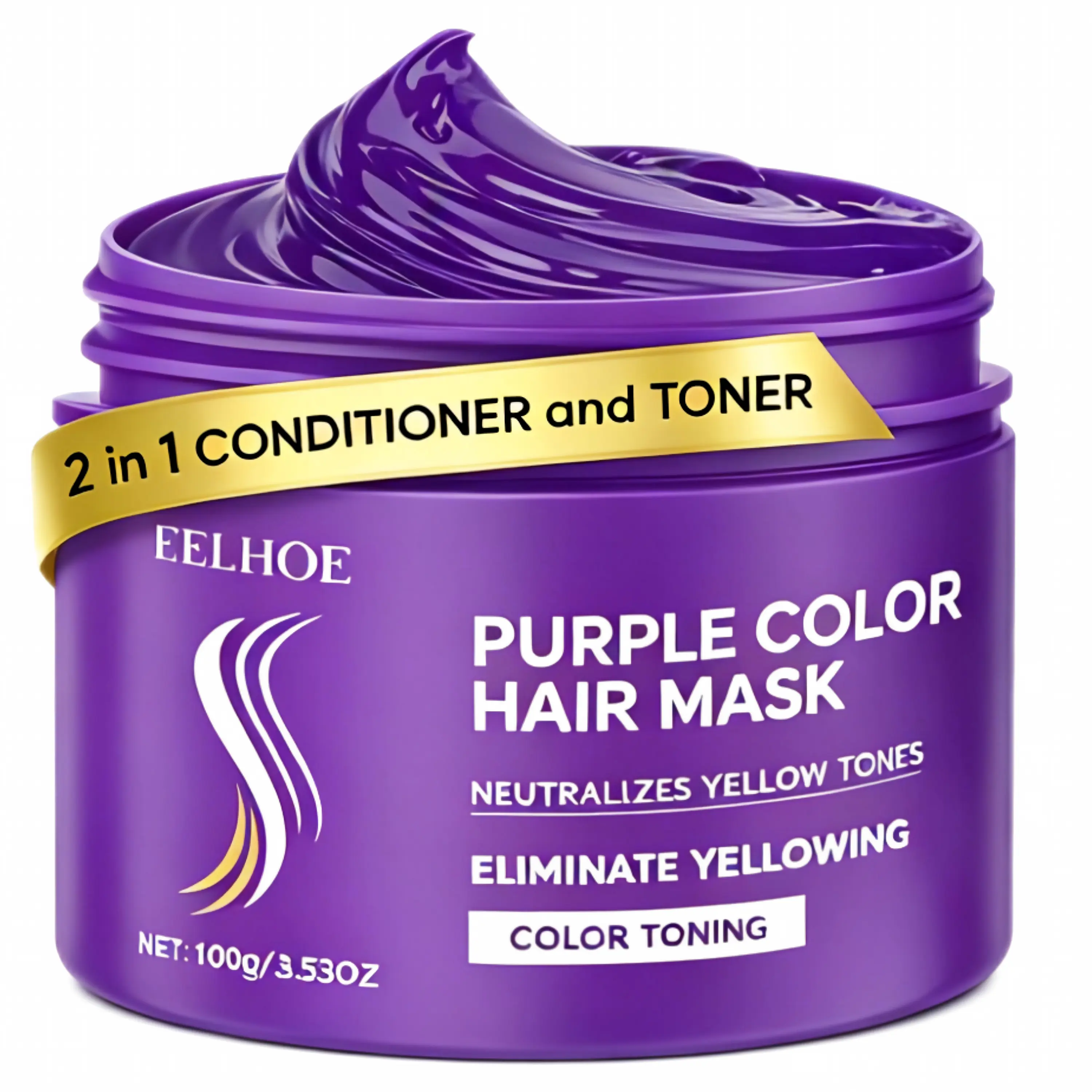 Purple Hair Mask – Anti-Yellow Effect | Visible Results in 1 Use | Restores Strengthens Nourishes Dry Brittle Damaged Hair | Hydrate Toner | Ideal for Men and Women
