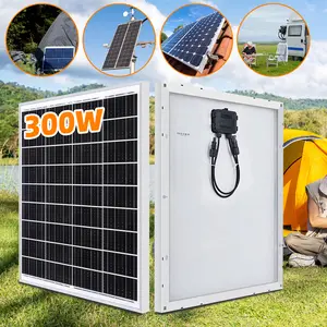 300W Monocrystalline Solar Panel with Aluminum Frame, USB & Type-C Output for RV Boat Camping Outdoor 12V Battery Charging