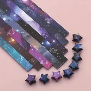 Gradual Star Origami Paper Strips, Foldable Print Paper, Dual-Sided Craft Paper for DIY Folding, Perfect for Handmade Projects, Decorative Origami Supplies, Paper Crafts