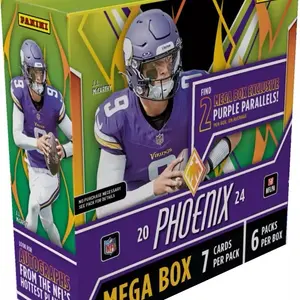 Panini Phoenix 2024 Football NFL Mega Box - 6 Packs with 7 Cards Each, 2 Purple Parallels Exclusive, Autographs from Top Players
