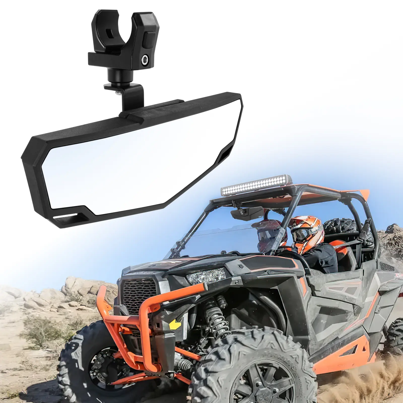 DREAMIZER UTV Rearview Mirror Black SXS RZR UTV Mirrors Rear View w/1.5-2 inch 360° Adjustable Low Profile Aluminum Clamp Compatible with Polaris RZR 1000 Pioneer Talon Kawasaki KRX Mule Can Am X3