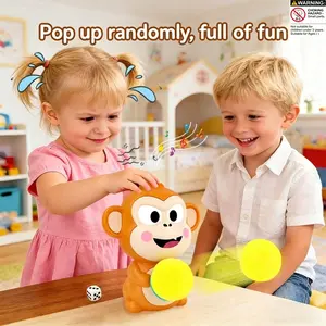 Kids Press-And-Shoot Monkey Prank Toy, Cute Monkey Design, Stress-Relief Desk Game, Party Entertainment, Requires 3 Aa Batteries