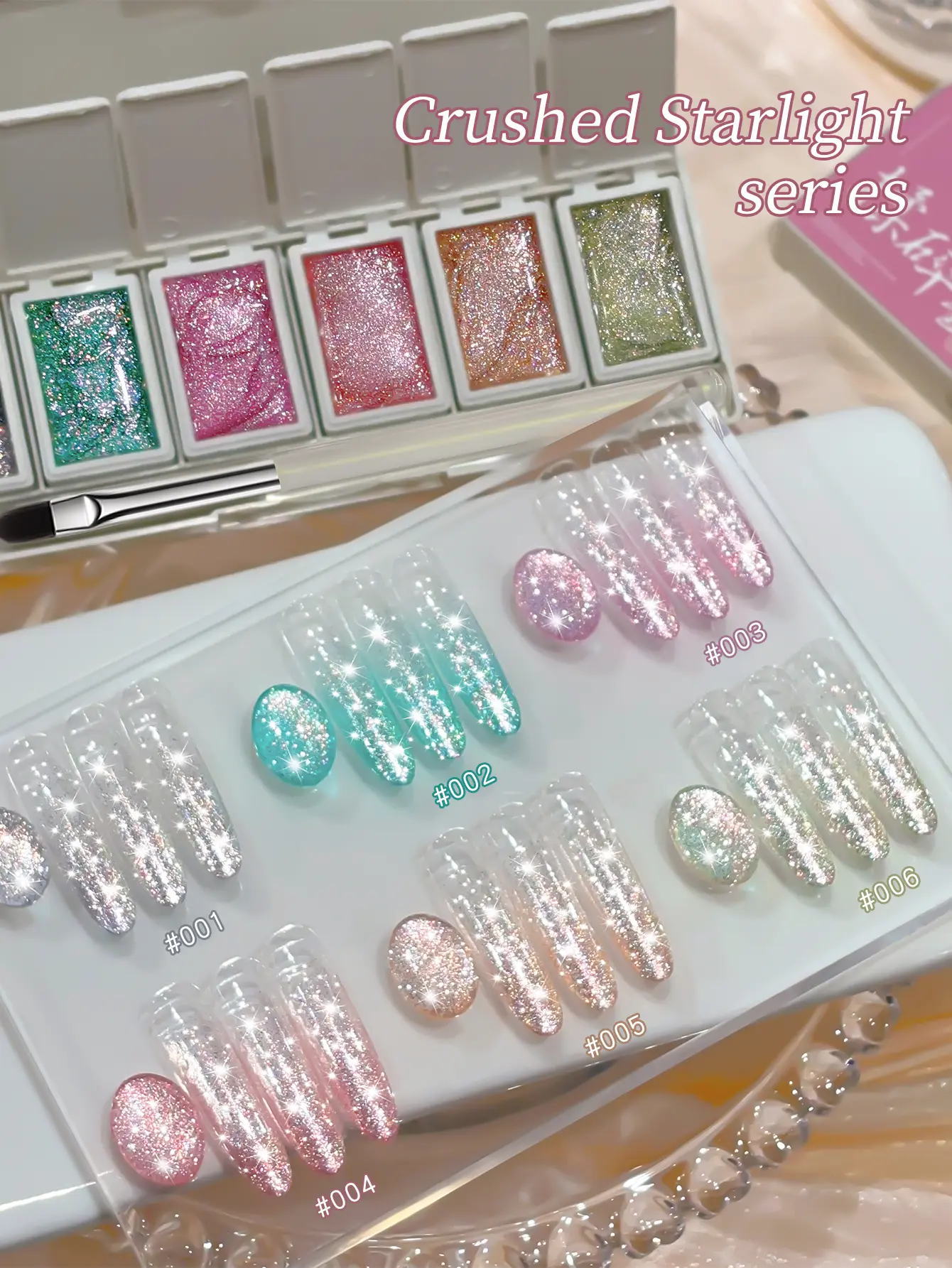 6-Color Shattered Starlight Solid Gel Set - Cosmic Glitter Hues With Twinkling Star Effects, Perfect For Dreamy Girls' Night Looks & Fantasy Nail Art, Easy Apply & Long-Lasting, Gel Nails At Home, Glitter Nails