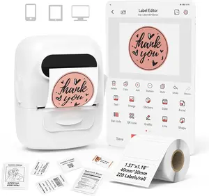 Label Maker Machine with Tape Barcode Label Printer - Mini Portable Bluetooth Thermal Labeler for Address Clothing Jewelry Retail Barcode Small Business Home Office Compatible Phones &PC