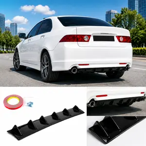 7 Shark Fin Rear Lip Diffuser Spoiler – Universal Gloss Black Rear Bumper Splitter for Sedan SUV Pickup Truck