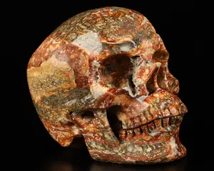 5.1" Leopard Skin Jasper Carved Crystal skull,Super Realistic, Crystal Healing