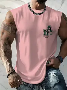 Men's Sleeveless Muscle Shirt, Breathable Sport Top, Athletic Workout Clothing, Round Neck, Gym Logo Design, Summer Exercise & Casual Wear