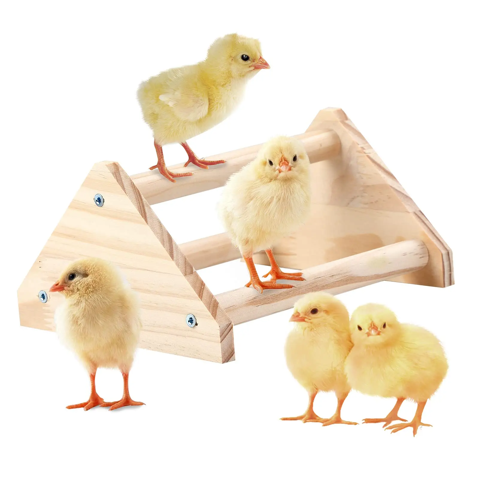 Wooden Chick Perch Stand, Pine Chicks Roosting Bar, Jungle Gym Perch Toys for Chicken Coop & Brooder, Bird Perch for Baby Chicks & Parrots (Small)