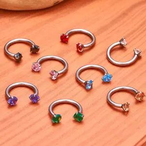 G23 Titanium ASTM-F136 Piercings Nose Ring C rod Body Jewelry Internal Thread Cartilage Helix Earrings Wholesale toe eternity red stud diamond no sering fashion cubic