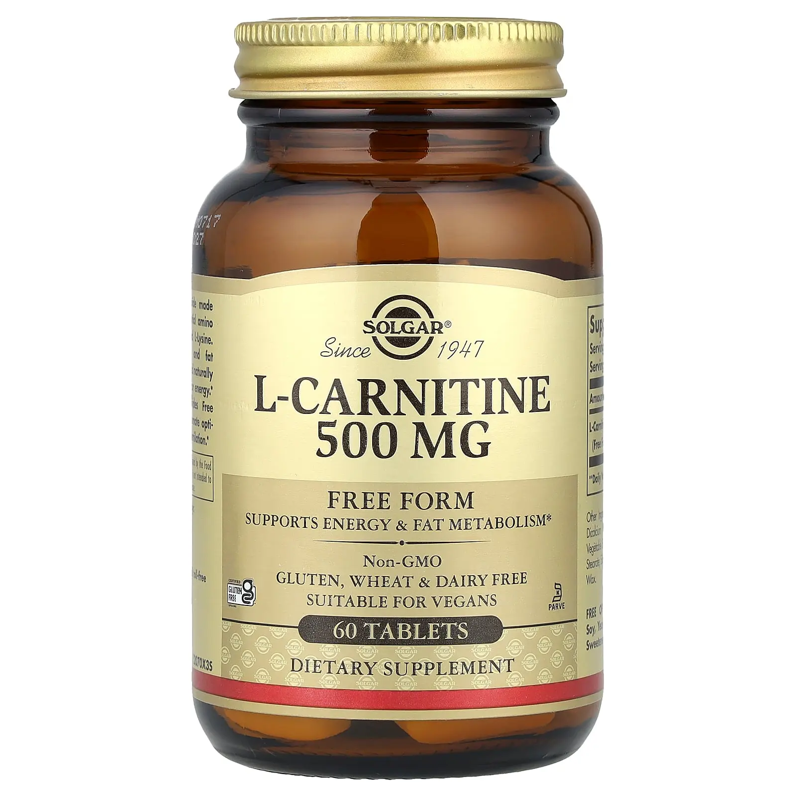 Solgar L-Carnitine, Free Form, 60 Tablets (500 mg per Tablet)