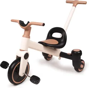 4-in-1 Kids Tricycle, Convertible Drift Trike, Pedal Tricycle, and Stroller for Ages 3-5