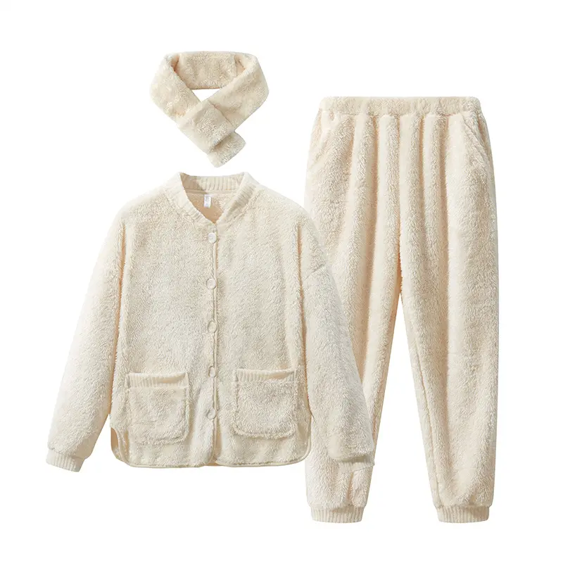 Plus Size XXL Couple’s Matching Pajama Sets - Warm Coral Fleece 2-Piece Winter Loungewear, Full-Length Long-Sleeve Sweater Style, Casual Fit for Sweater Weather Warmth Boost & Cold Weather Comfort