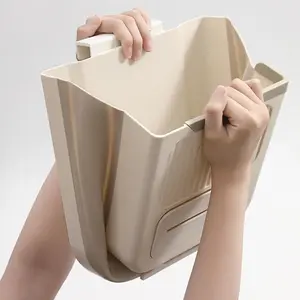 Foldable hanging kitchen trash can for cabinet doors, ideal for food scraps and kitchen waste. Foldable trash can for RVs/bathrooms/cars—space-saving trash can.
