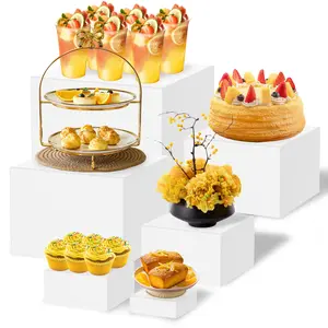 6PCS Acrylic Buffet Risers Set Stackable Kitchen Counter Food Display Stands for Dessert Table, Catering & Home Decor