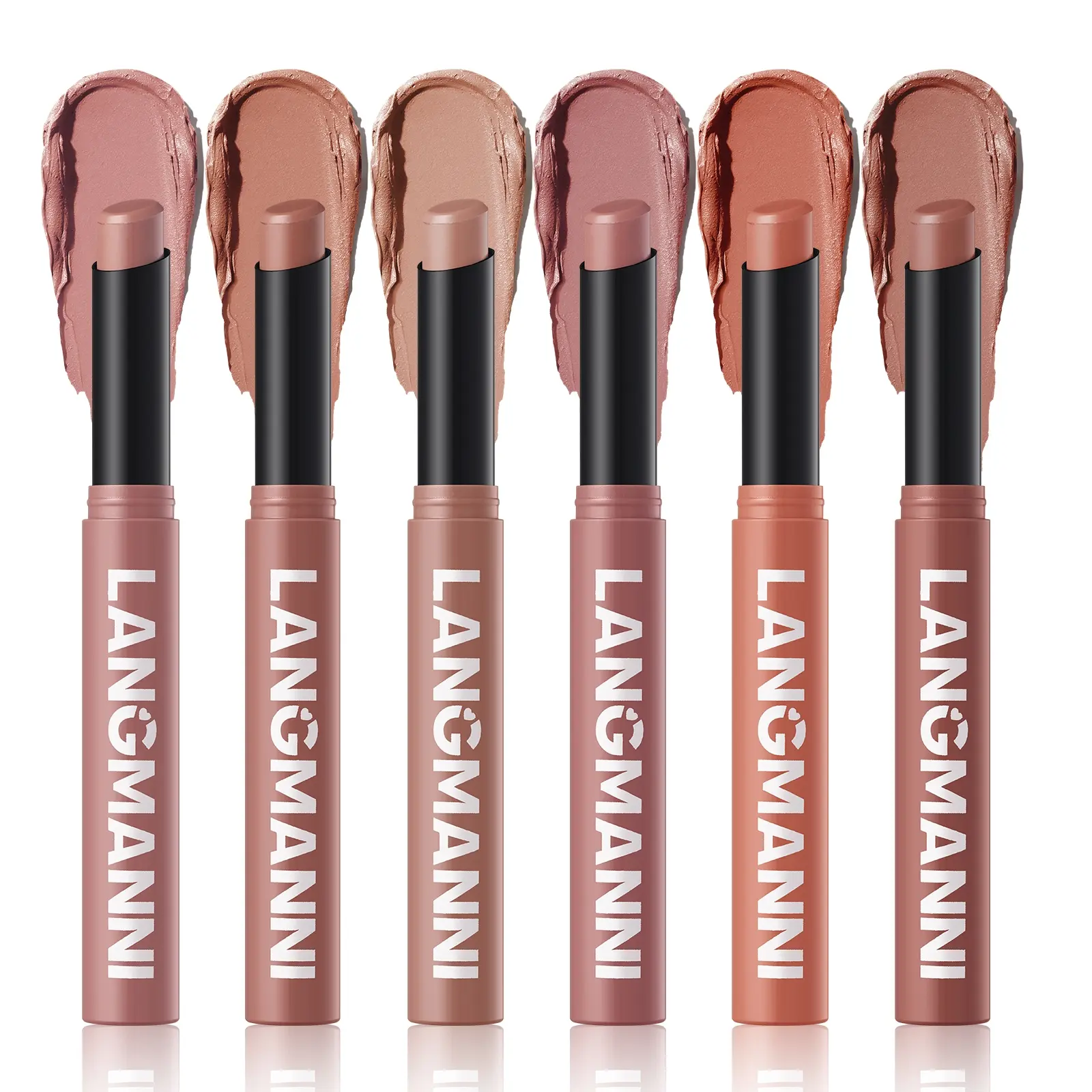 Langmanni 6-Piece Velvet Matte Lipstick Set with Beeswax, Highly Pigmented Long-Lasting Shades with Easy Application, Perfect for All Skin Types, Makeup Cosmetic