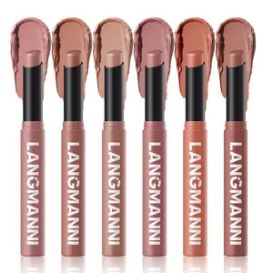 Langmanni 6-Piece Velvet Matte Lipstick Set with Beeswax, Highly Pigmented Long-Lasting Shades with Easy Application, Perfect for All Skin Types, Makeup Cosmetic