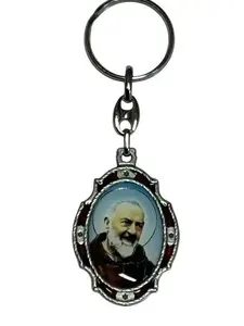 Metal Keychain with resin image of Saint Padre Pio