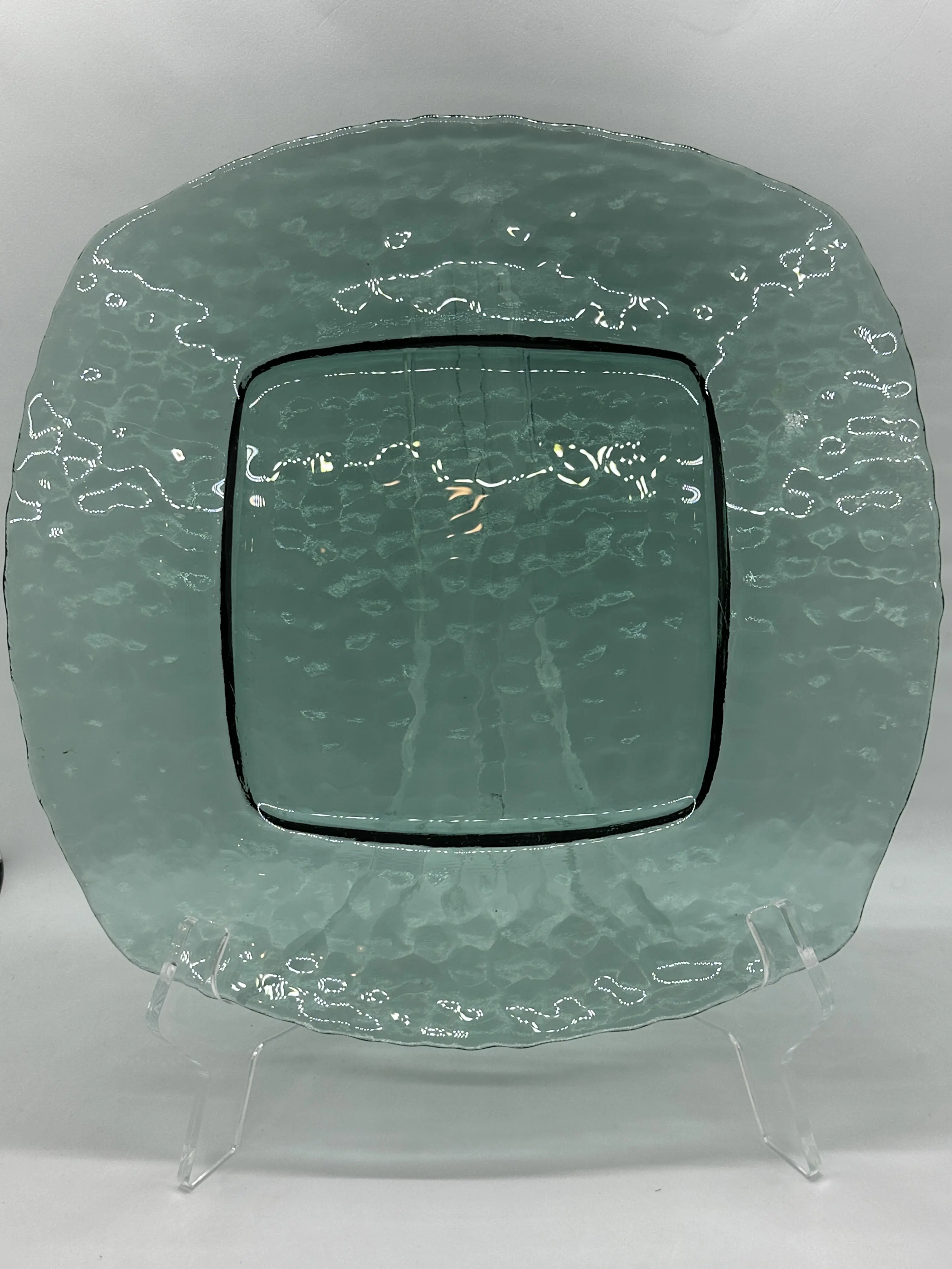 Aqua/Green Pebble Glass Plate