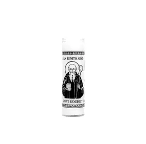 Saint Benedict Candle White (Veladora San Benito) for protection from the devil, enemies, frenemies, psychic attacks