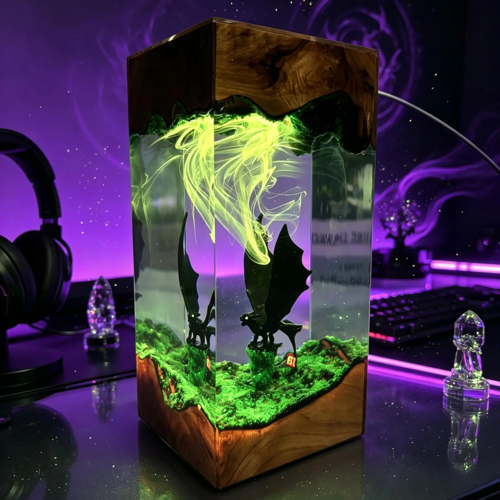 Handmade Toothless Resin Lamp How To Train Your Dragon Creativity Resin Night Light Color Changing Rgb, Ideal Home Bedroom Decor, Dragon lovers Fun Ornament Wooden Color Changing Lamp Unique Desk Decoration, Collectible Gift for Men Women Gamers Birthday