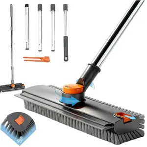 Floor Scrub Brush with Long Handle, cleaning brush,3 in 1 Scrape and Heavy-Duty Stiff Bristle Scrubber Brush for Cleaning Shower Bathroom, Patio, Garage, Kitchen, Wall and Deck Cozy Home Living 3-in-1 Silicone Squeegee Squeegee Drying