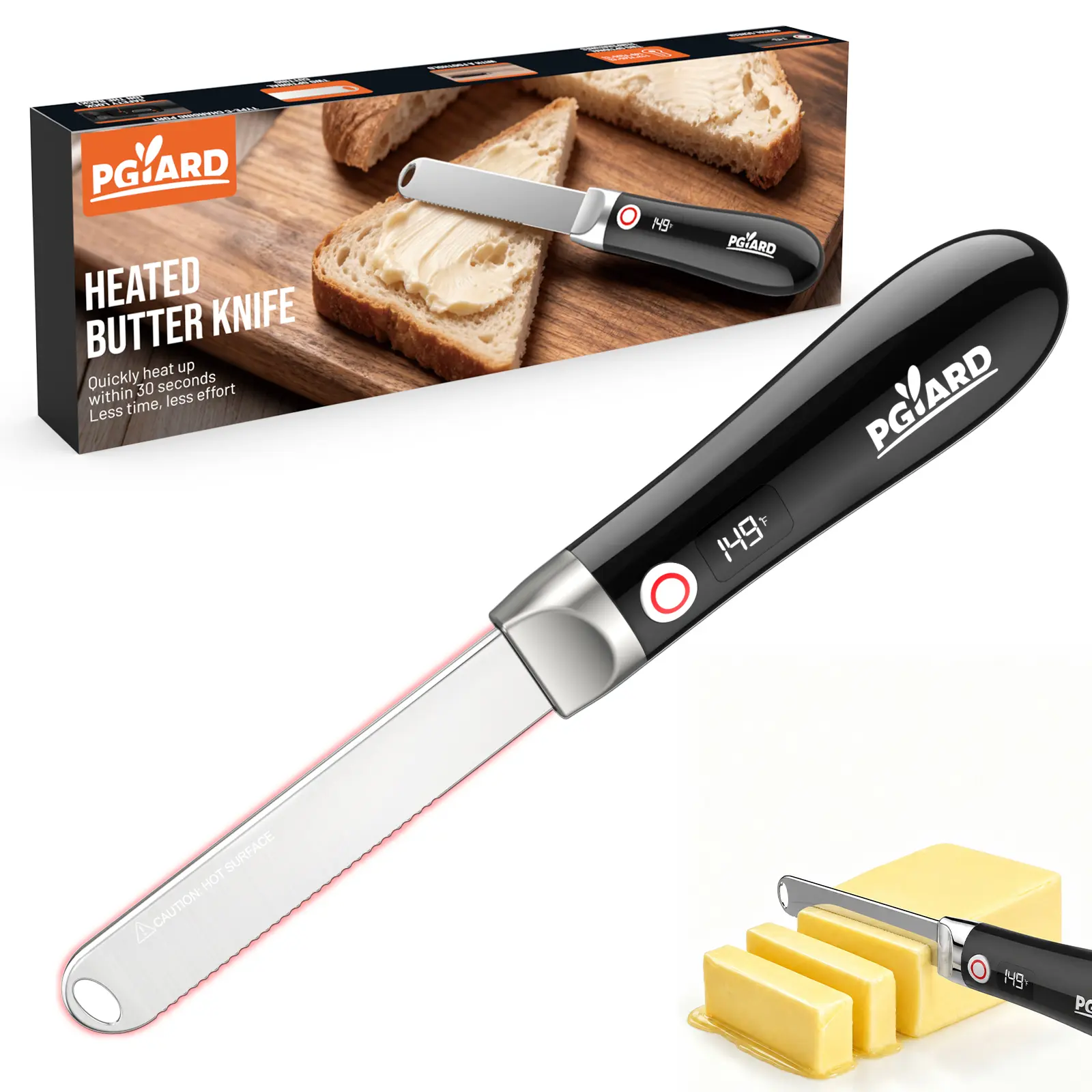 PGYARD Butter Knife Spreader - Heats up in 10s, Rechargeable Butter Knife with Smart Digital Display,Heating Butter Spreader Can Quickly Melt Cold Hard Butter Jam Cheese Peanut Butter homeessentials