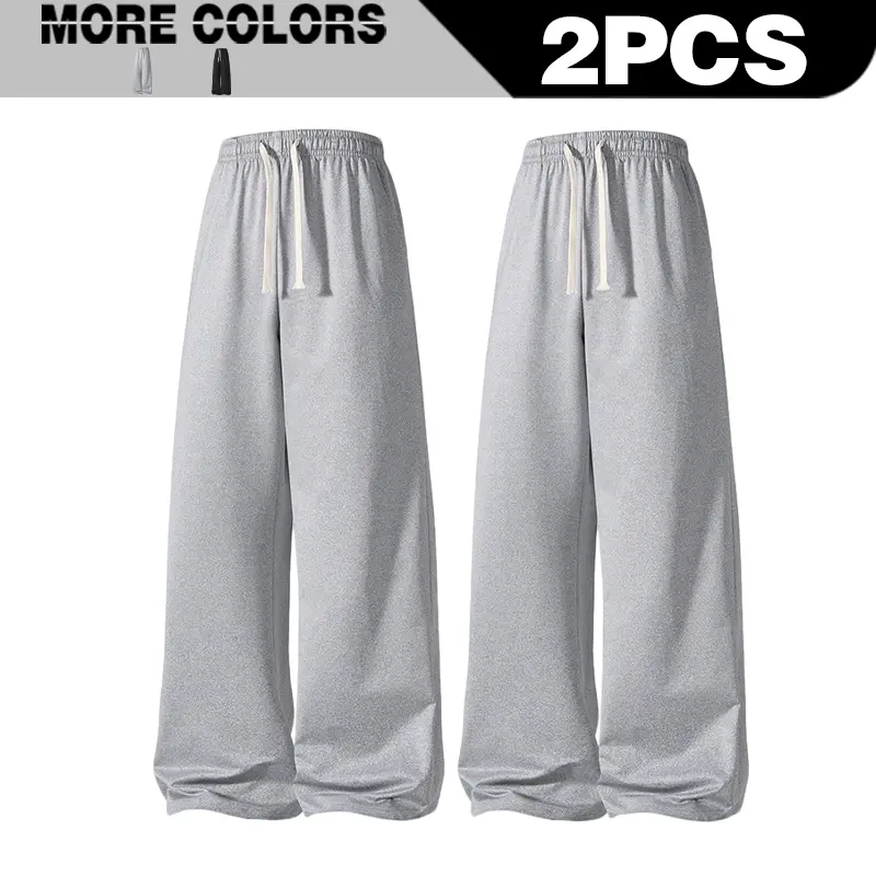 【 Summer Atmosphere 】 Men's wide leg high waist drawstring casual pants, with a drape, lazy style, casual and breathable, slim fit high waist wide leg pants
