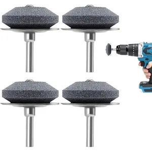 Lawn Mower  Sharpener, 4 count Mower  Sharpener with Steel Backing, Lawnmower  Sharpener for Any Power Hand Drill