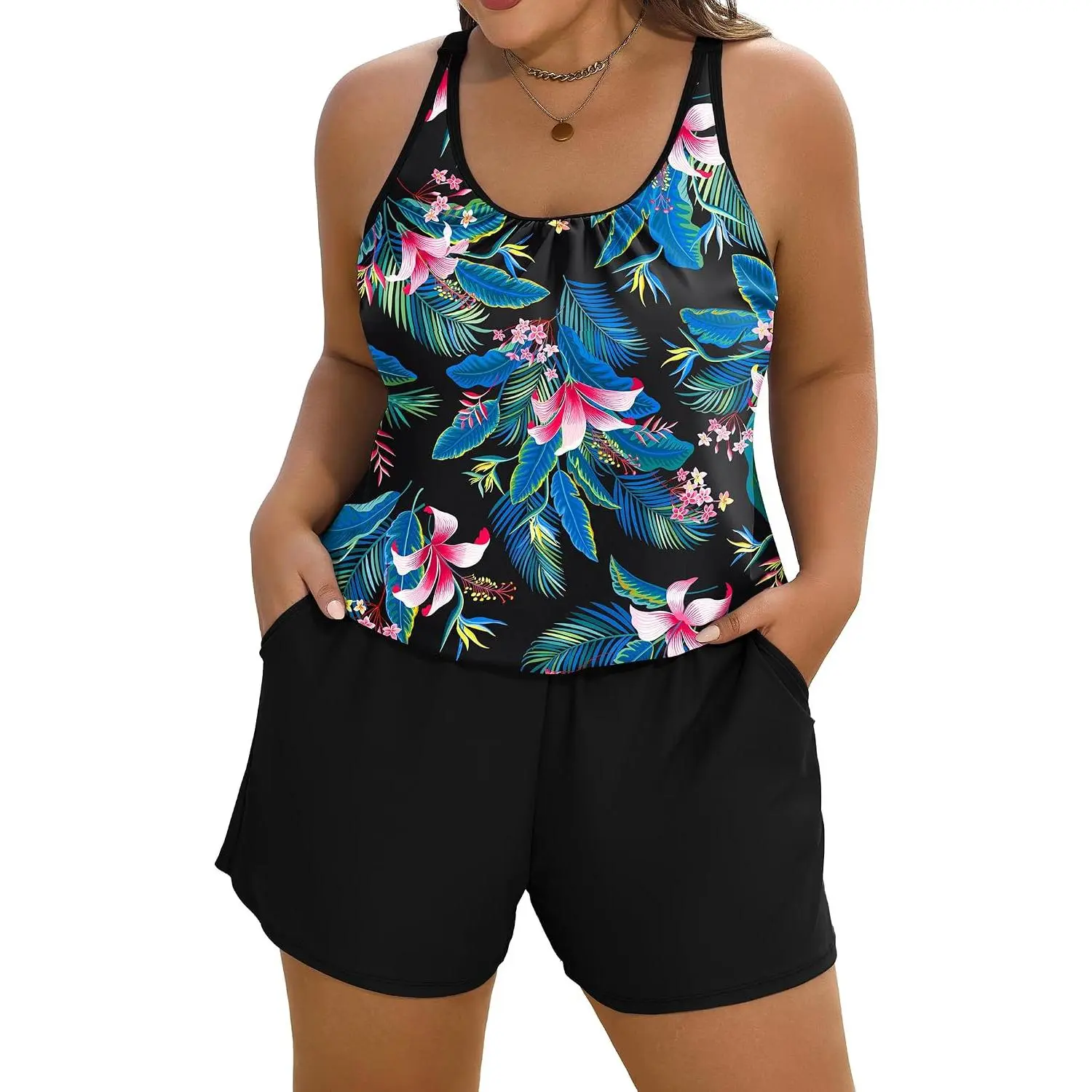 Plus Size Swimsuits Swim Rompers Bathing Suit for Women One Piece