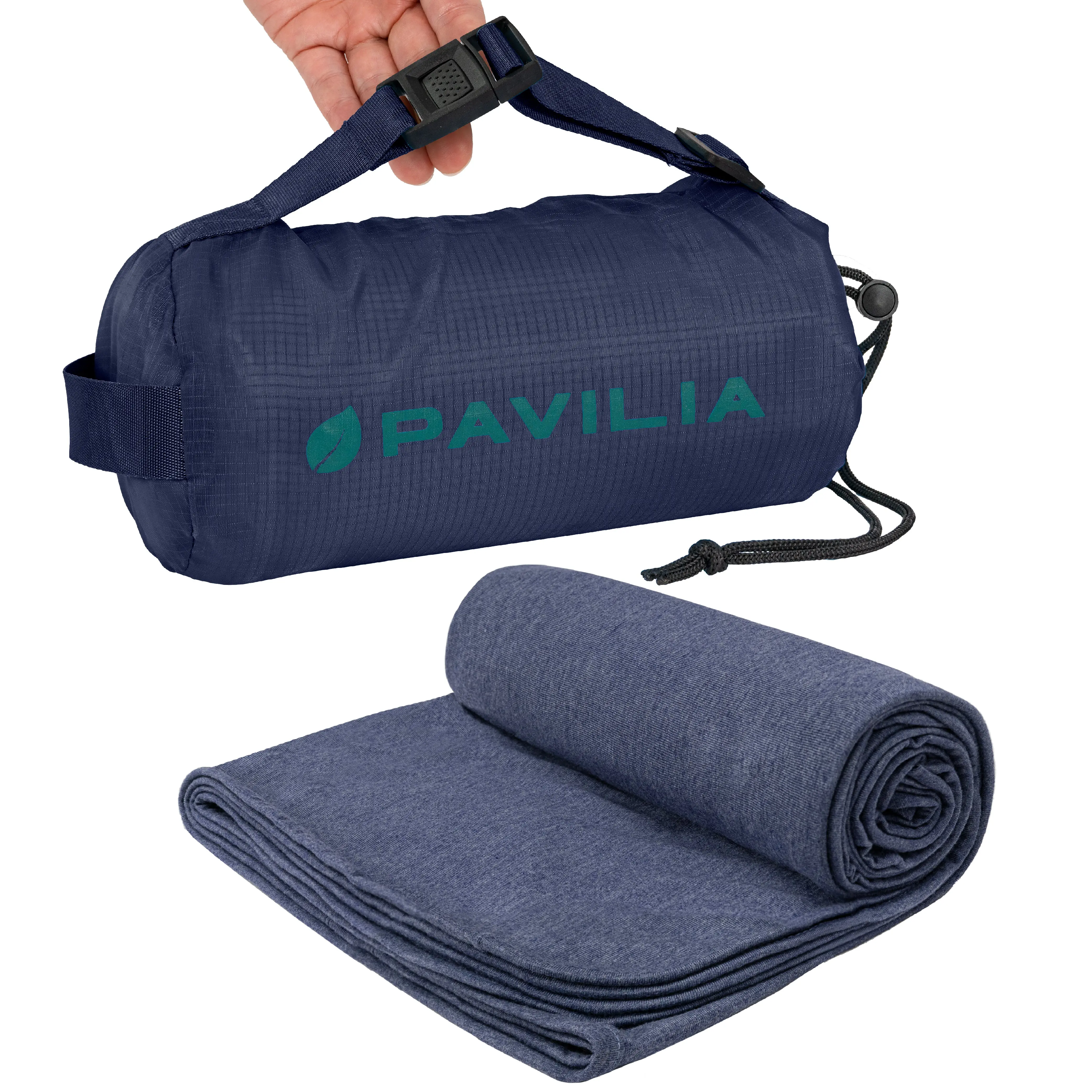 PAVILIA Travel Blanket Airplane Compact with Bag, Soft Packable Plane Blanket Kids Adults, Portable Camping Flight Essentials, Travelers Gifts Accessories, Luggage Backpack Strap, 65x40