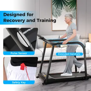 COSTWAY - 2.5 HP Walking Treadmill with Long Handrails for Seniors-Black COSTWAY - 2.5 HP Walking Treadmill with Long Handrails for Seniors-Black