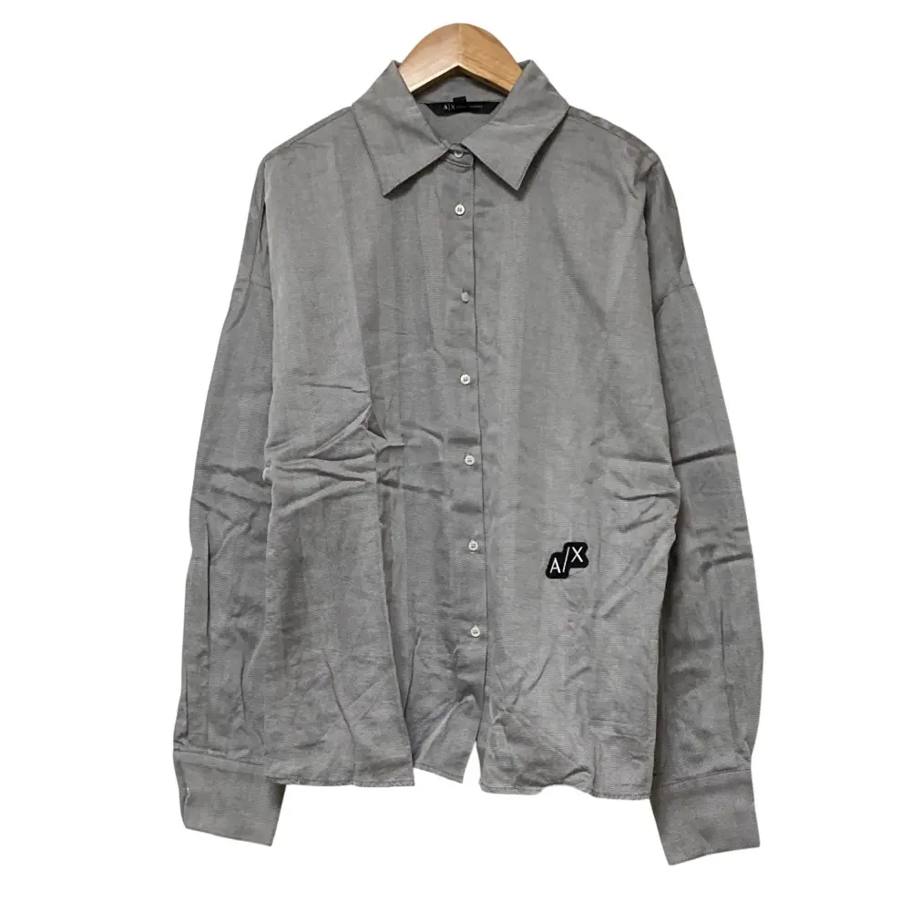 Pre-owned Giorgio Armani Polyester Small Leather Goods Armani Exchange Herringbone Long Sleeve Shirt