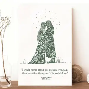 [Sale off up to 65%][Free Ship][No Frame] Aragorn And Arwen, Lord of The Rings Art, J.R.R. Tolkien Quote, LOTR Print