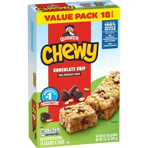 Quaker Chewy Chocolate Chip Granola Bars, School Snack, Soft Baked Breakfast