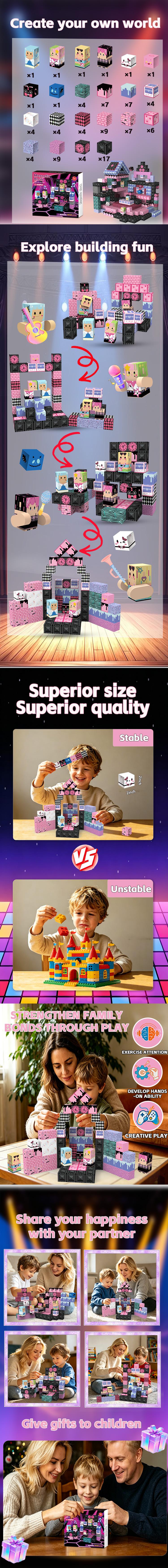 K-Pop Hunter Girl Team Magnetic Building Blocks, Magnetized Construction Set, Fun and Educational Toy for Kids,erfect Easter gift