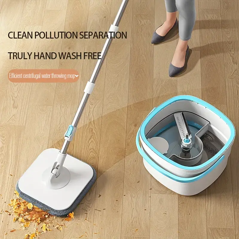 Bepatio 360° Spin Mop and Bucket Set with 2/4 Microfiber Refills , Square Spin Mop Head & Dual Compartment Mop Bucket , Wet And Dry Use, Perfect for Bedroom & Living room & Bathroom