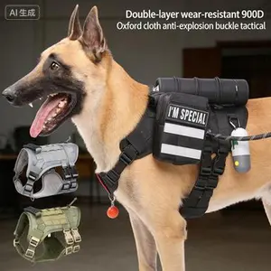 Dog Leash & Harness Set - Adjustable Fit, Multi-Size, Breathable, Anti-Pull Polyester Pet Walking Gear, Service Dog Vest, Prevents Loss Accessory