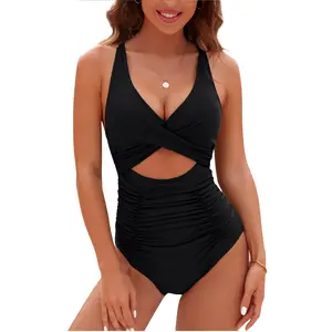 Blooming Jelly Womens One Piece Swimsuits Push Up Tummy Control Bathing Suits V Neck Cutout Modest Swimwear#Summervibes