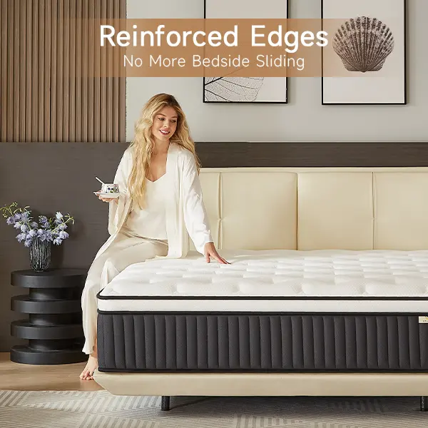 12-Inch Queen Hybrid Mattress in a Box, Foldable Ergonomic Mattress with Individually Pocket Springs, Medium Firm, Pressure Relief, Breathable, Durable, Anti-Allergic, Neck Support, 300 kg Weight Capacity, CertiPUR-US Certified