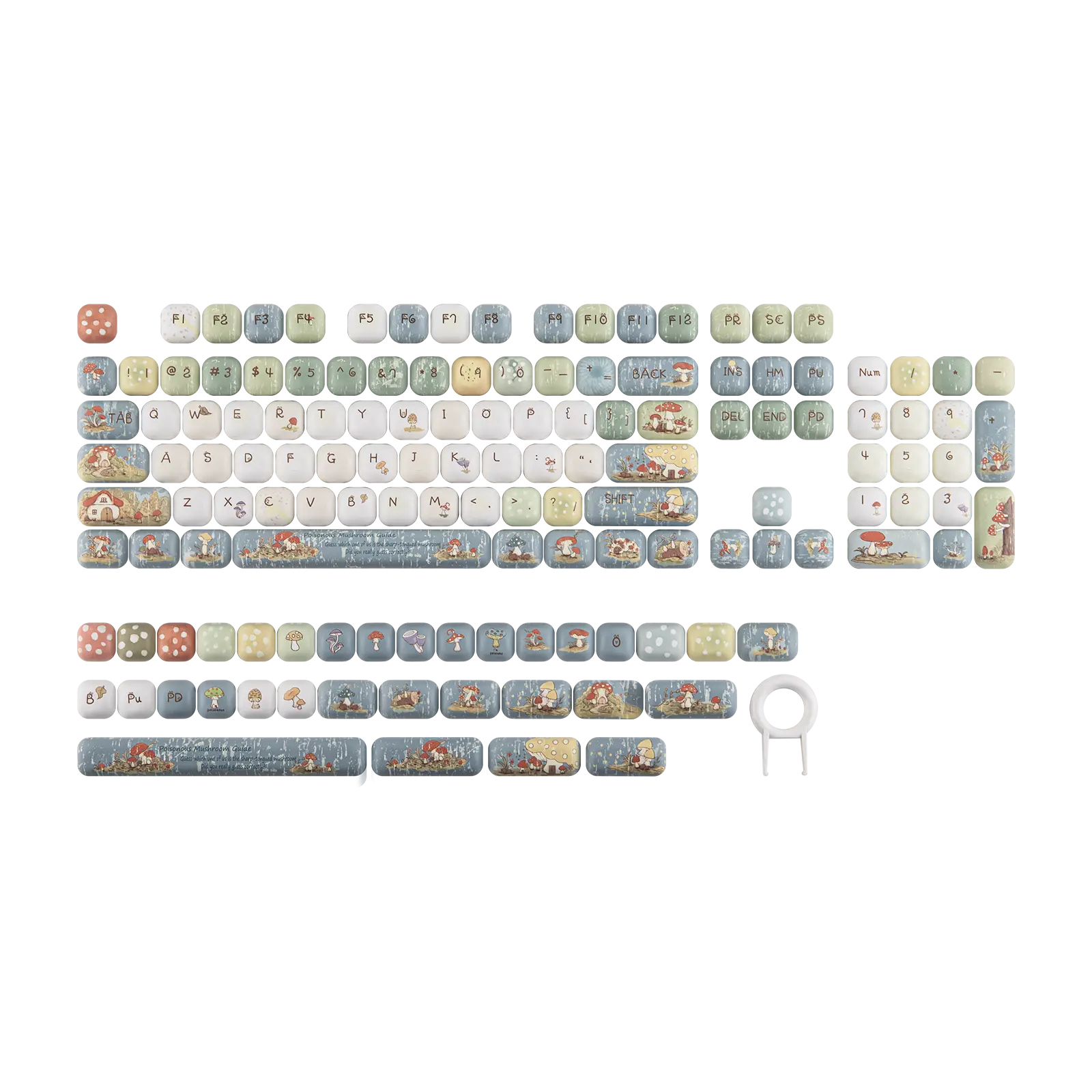 KiiBOOM Keycap Set - Little Shroom Pack, MOG Profile, Five-side Dye-sub PBT, 140 Keys, MX-Style Compatible for Alice, 60%, 65%, 75%, TKL, 96%, Full Size, ANSI Layout Mechanical Keyboards
