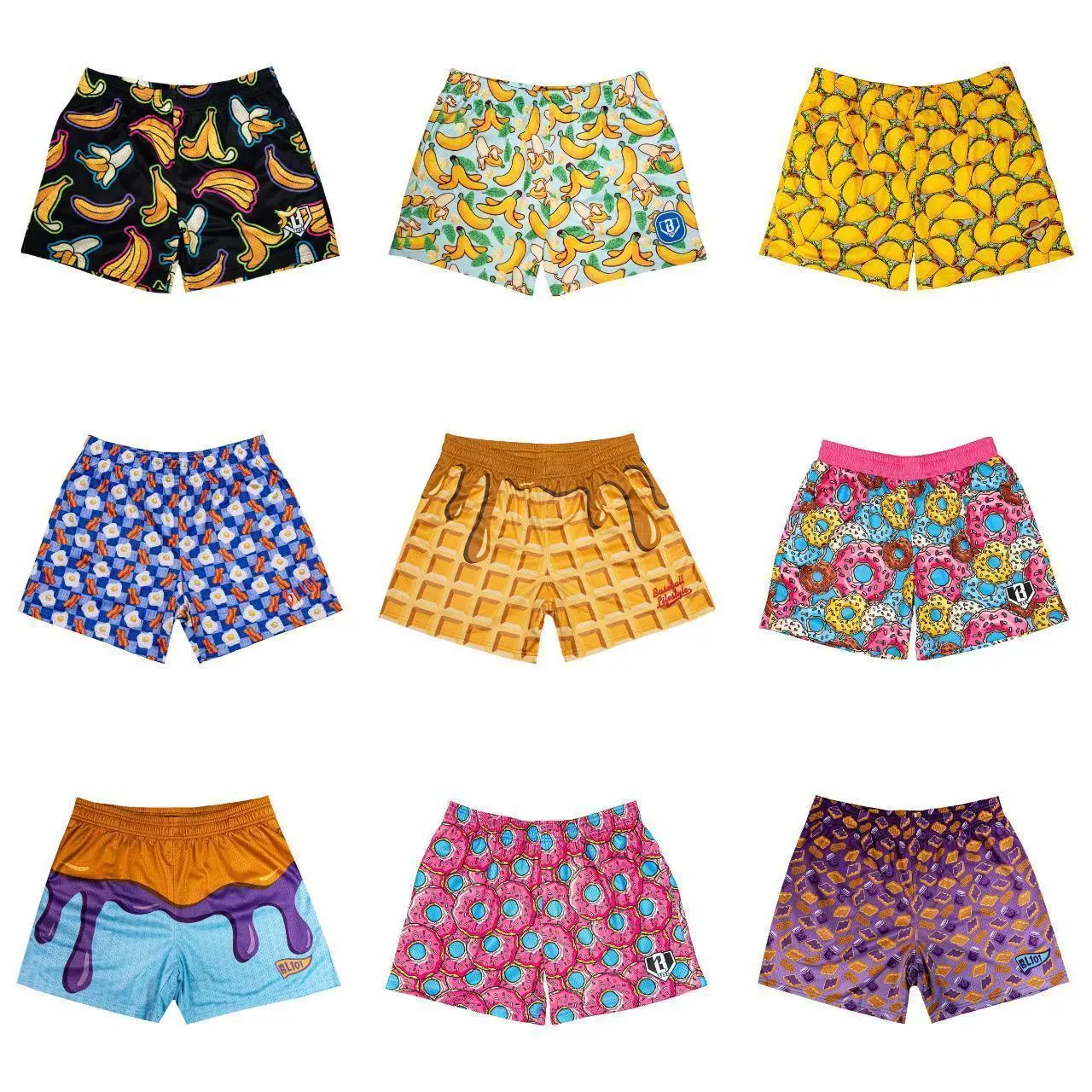 Baseball Lifestyle 101 Brand American Breakfast Full Collection Mesh Shorts for Youth & Adults | Lightweight & Breathable Summer Sports Shorts for Casual & Outdoor Style Women & Men | Baseball Training, Gym & Everyday Activewear | Perfect Gift for Him