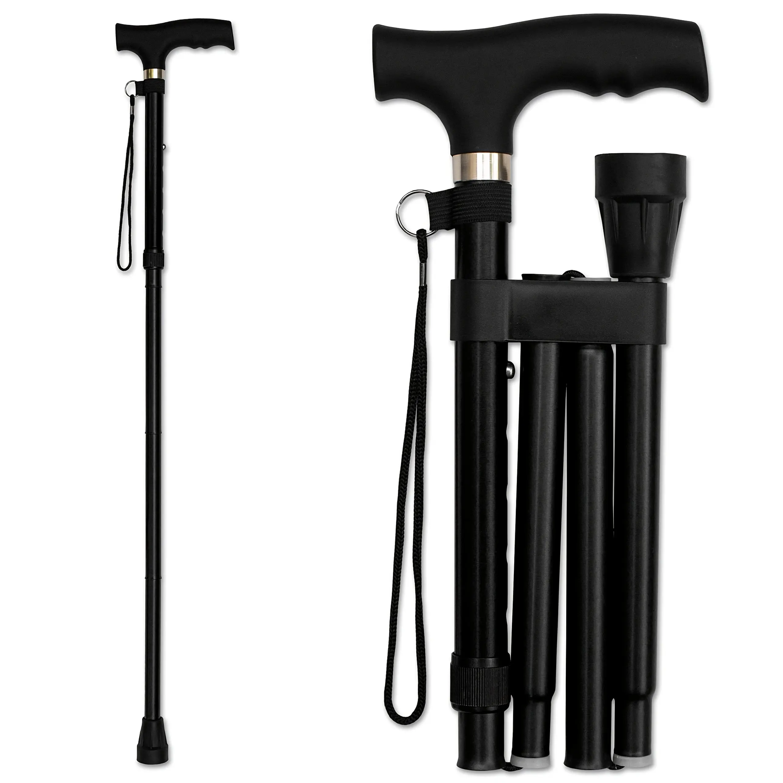 Ultralight Folding Trekking Pole, 4-Section Adjustable Aluminum Alloy Walking Stick with Ergonomic Handle for Hiking & Camping, Customizable Length, Folding Light, 4-Section Pole