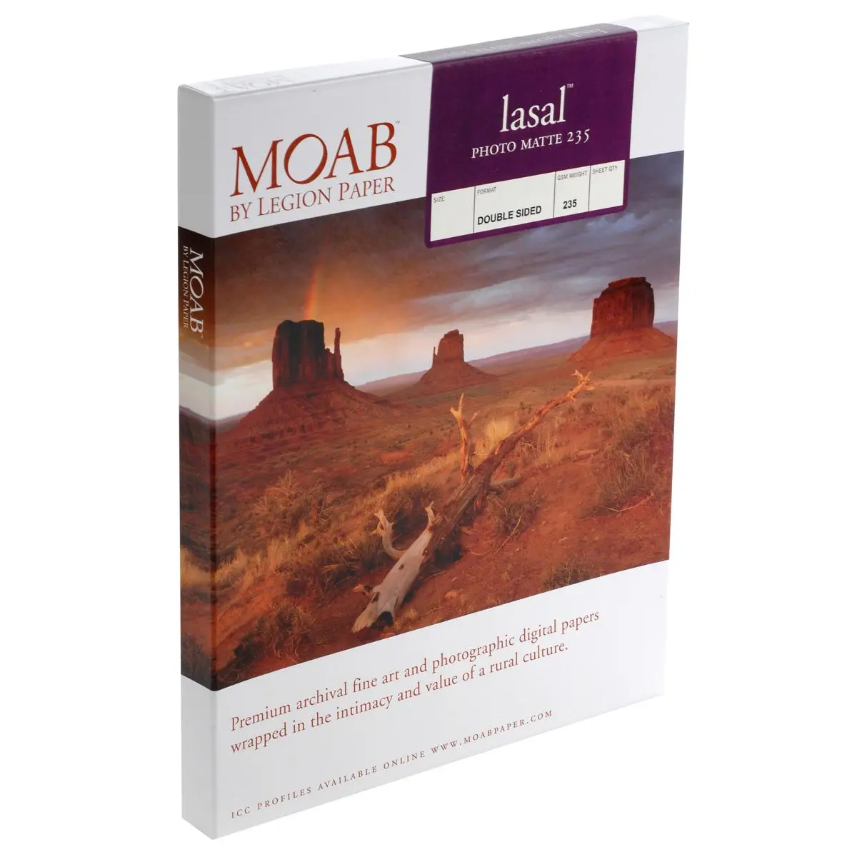 Moab Lasal Photo Matte, Double Sided, Bright White Archival Inkjet Paper, 235gsm, 4x6", 50 Sheets