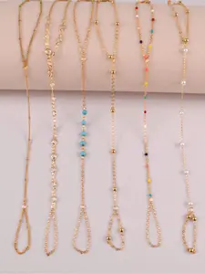 Women's Elegant Vintage Beaded Design Ring Linked Bracelets, 2024 New Style Trendy Exquisite Bracelet, Fashionable Jewelry As Birthday Gift for Girlfriend, Stackable Bracelets, Trendy Jewellery Accessories, Beads Bracelets