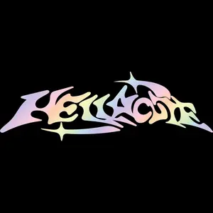 1PC Street Trendy Sweet-Cool Dark Style Logo Sticker, Decal, Motorcycle stickers, Stick on trendy backpacks or motorcycle bodies, macaron holographic HELLACUTE decor with sweet-cool vibe, sweet-cool style enthusiasts use as sweet-cool dark style