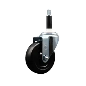 Hard Rubber Swivel Expanding Stem Caster w/4" x 1.25" Black Wheel and 7/8" Stem - 300 lbs Capacity/Caster - Service Caster Brand