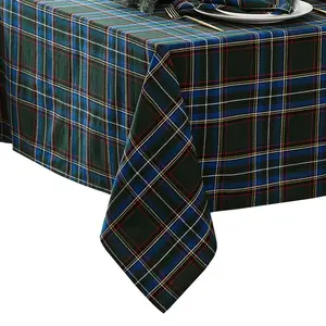 Stowe Tartan Holiday Plaid Tablecloth - Green - 60x102 - Elrene Home Fashions