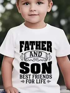 Kids' "Father and Son Best Friends For Life" Vintage Graphic T-Shirt - Short Sleeve Casual Tee for Boys