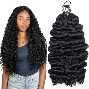 Flowywig Burmese Curly Miracle Knots & Pixie Curly Feature Crochet Hair human hair 14–24 Inch About 50 Strands per Pack 100g Double Drawn 100% Human Hair Pre-Separated Bouncy Burmese Curls Tight Pixie Curls Invisible Knot Lightweight Boho Braids Extension