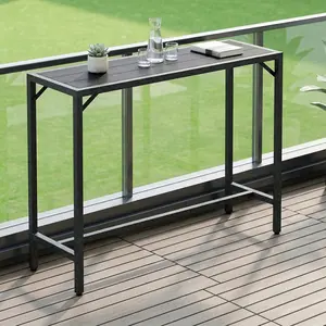 Arlopu Outdoor Bar Table, 40/47/55" Patio Counter Height Table, High Top Furniture w/HDPE Top, E-Coating & Hammer-Finish Frame, Adjustable Foot, All Weather for Hot Tub,Balcony,Poolside,Kitchen